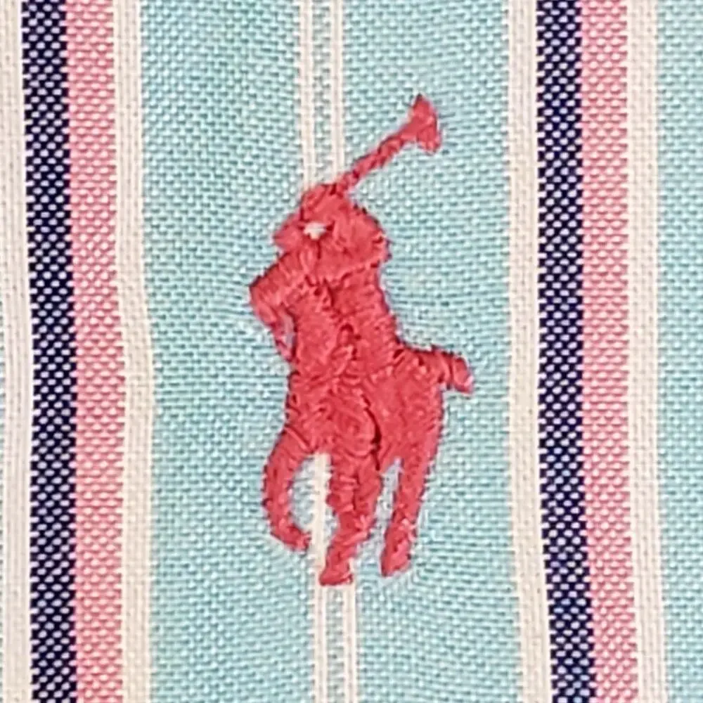 Polo Ralph Lauren Oxford Shirt Mens XXL Aqua Vertical Stripe LS Button Down